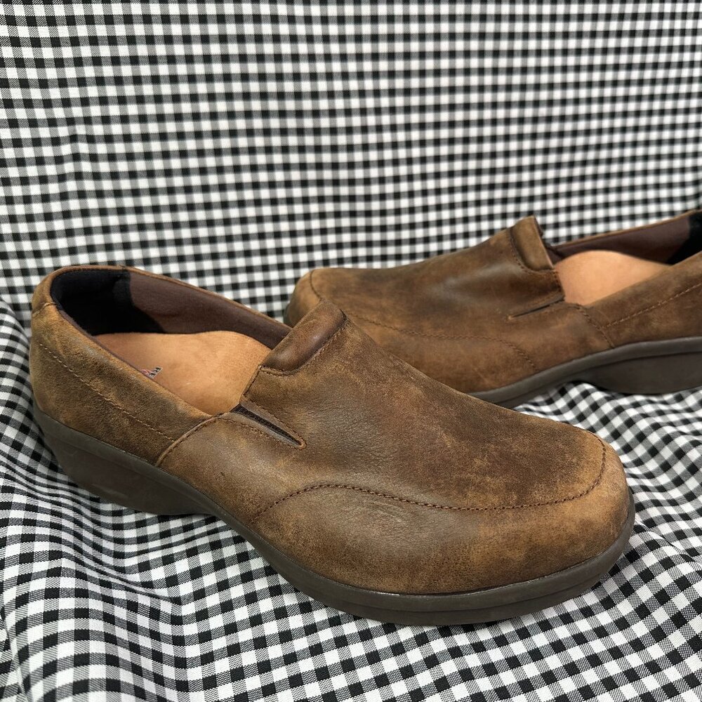 Red Wing Worx Womens 9.5 Brown Slip on Leather Clog Support Cushion Steel Toe